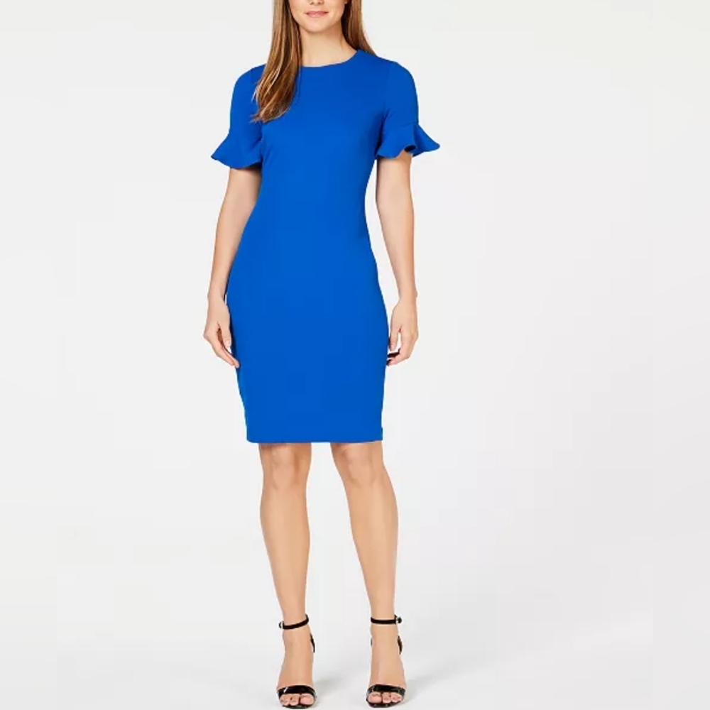 Calvin Klein Petal-sleeve Sheath Dress, Size 4